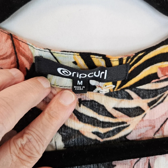 Rip Curl Womens Namoto Kimono Sz M Wide Sleeve Open Front Tropical Floral Beachy - Picture 7 of 13